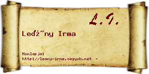 Leány Irma névjegykártya